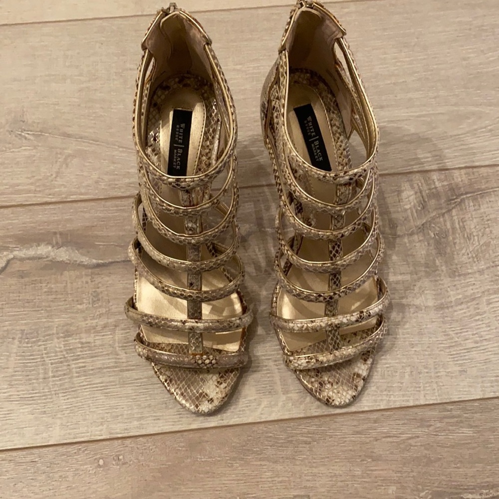 Snake skin straps heels